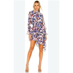 MISA X REVOLVE Los Angeles Savanna Dress in Tie Dye Floral asymmetrical Size S